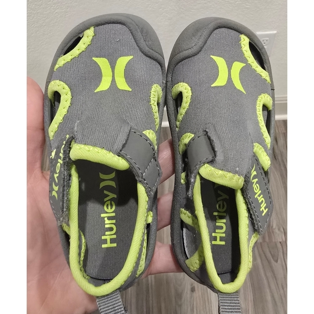 Hurley Kona Toddler Water Shoes Size 5 Gray Neon Green Beach Pool Shoes